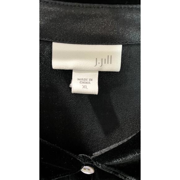 J.Jill Black Velvet Button Down Shirt Blouse (M) - Picture 3 of 5